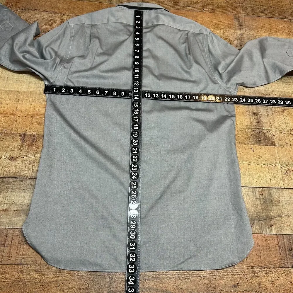 Polo Ralph Lauren Shirt Mens 17 34/35‎ Gray Button Up Long Sleeve Spread Collar